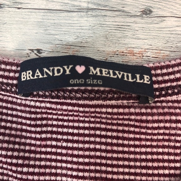 Brandy Melville Maroon Strip Stretchy Top OS - Picture 4 of 7